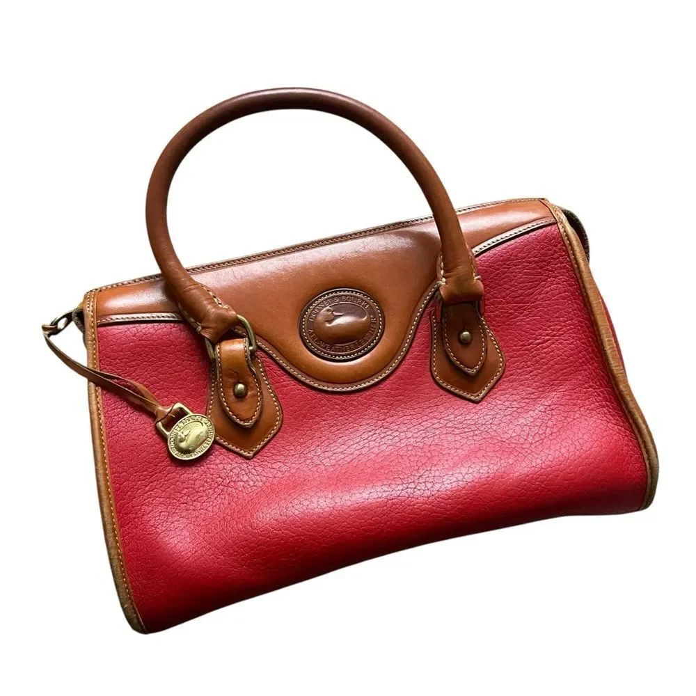 Vintage Dooney & Bourke red pebbled leather satchel purse